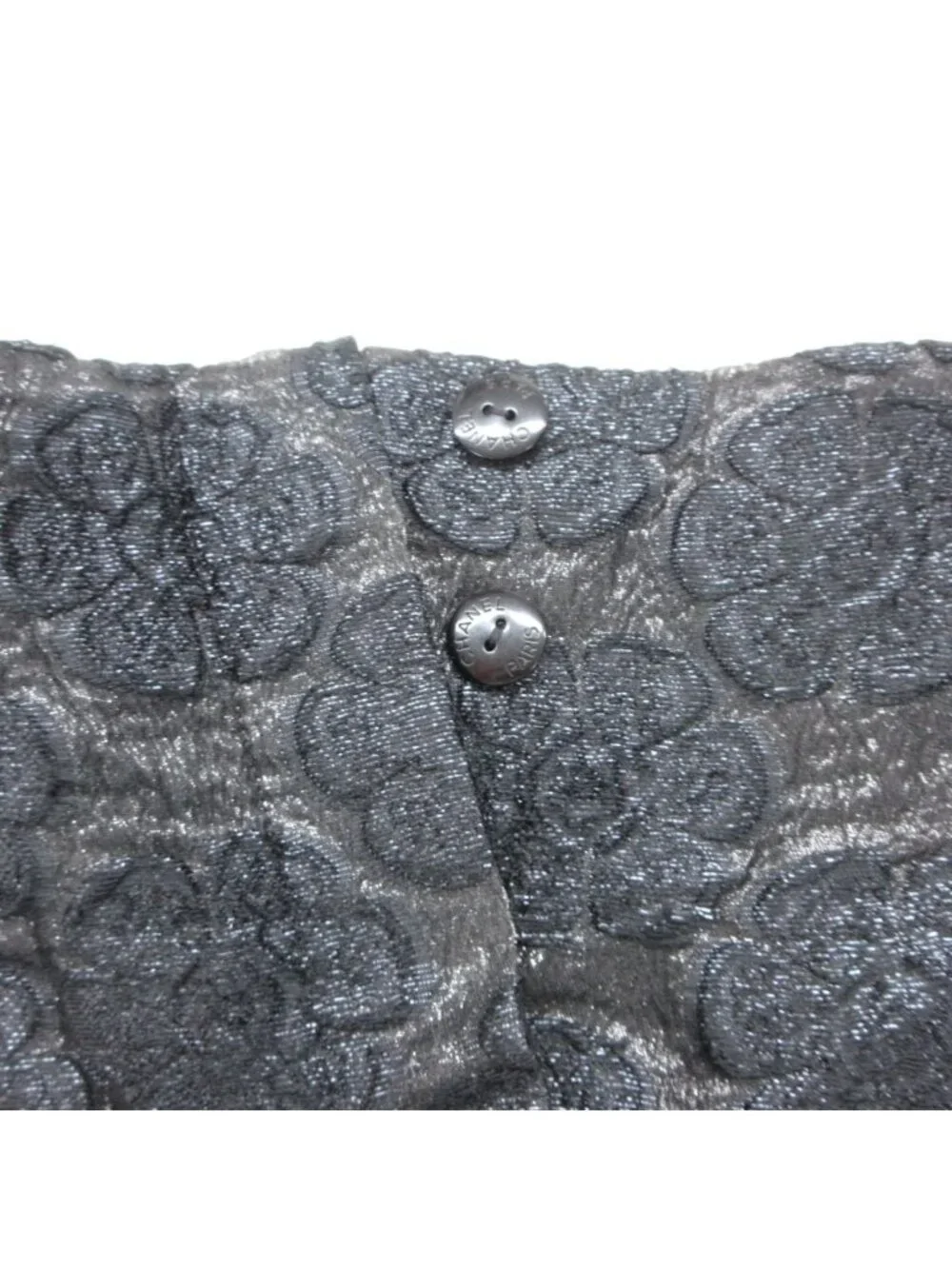 Chanel Pants 16c Camellia Jacquard All Over Pattern CC Logo Button High Waist